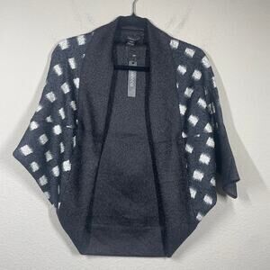 Veeca Womens Size S/M Polka Dot Open Front Bolero Top Black White Short Sleeves